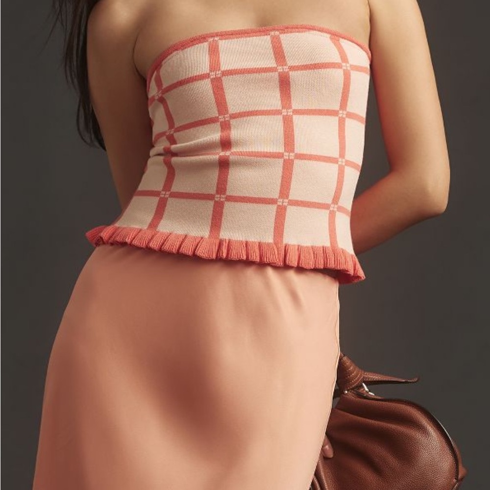Anthropologie Rosie Pink Plaid Tube Top